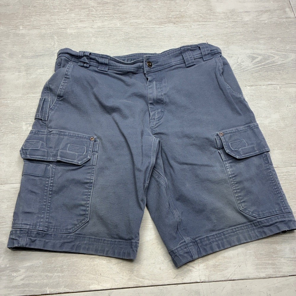 Duluth Trading Co Flex Fire Hose Cargo Shorts Mens 34 Blue Relaxed Fit Workwear